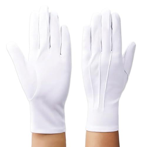 Larebidtex 2 Pares de Guantes Blancos de Nylon con Botón Elegante, Ideales para Servicio de Mayordomo, Trajes de Ceremonia, Manipulación de Joyas y Uso Doméstico