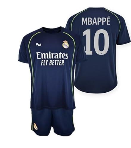 Real Madrid Conjunto Unisex Infantil Camiseta y pantalón de la Segunda equipación Temporada 25/26 - Réplica Oficial con Licencia del Real Madrid - Dorsal 10 MBAPPE talla10