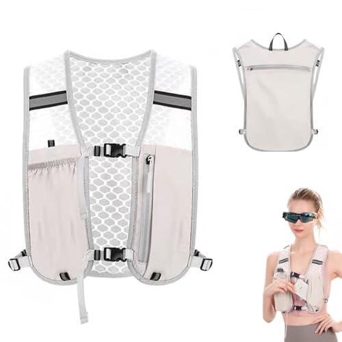 Chaleco de running para hombre y mujer, mochila de hidratación ultraligera, correas ajustables para el pecho, mochila reflectante de ciclismo para camping, senderismo, maratonista, gris