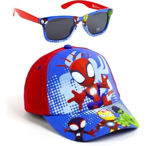 Gorra y Gafas de Sol Marvel Set Infantil Original para Niñ@s Unisex - Gorra y Gafas Avengers Accesorios Verano Gafas Protección UV y Gorra Ajustable