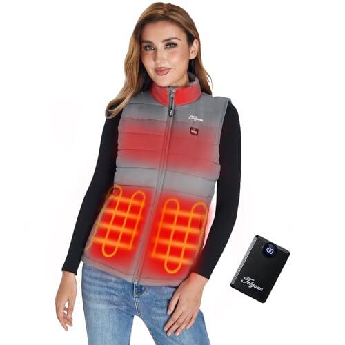 Telguua Chaleco Calentado Mujer, Chaleco Térmico Calefactable con Batería Incluida de 12000mAh 5V, 3 Niveles de Temperatura Ajustable, ropa Calentada Eléctrica invierno,al aire libre,Esquí,ciclismo