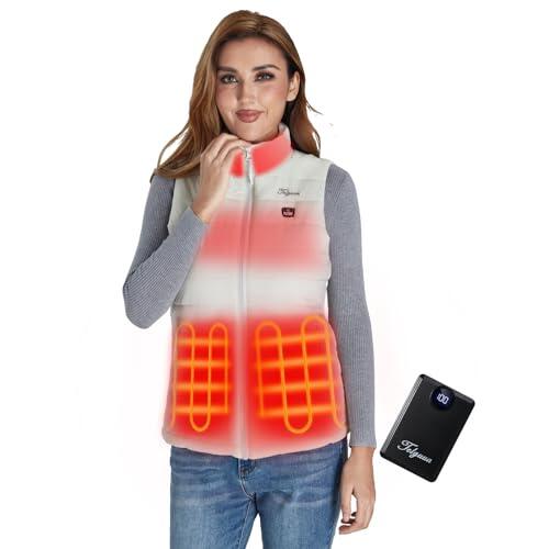 Telguua Chaleco Calentado Mujer, Chaleco Térmico Calefactable con Batería Incluida de 12000mAh 5V, 3 Niveles de Temperatura Ajustable, ropa Calentada Eléctrica invierno,al aire libre,Esquí,ciclismo