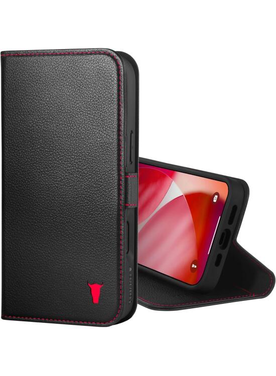 TORRO Funda de Cuero Compatible con iPhone 17 6.3" 2025 - Funda de Cuero Premium Tipo Cartera con Soporte y Ranuras para Tarjetas (Compatible con Cargadores MagSafe Oficiales) - Negro