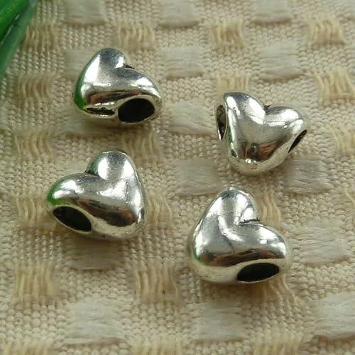 135 espaciadores de corazón de Plata tibetana de 11 x 7 mm, S4361, para Hacer Joyas.