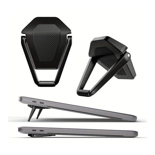 Jian1004 Soporte para portátil, Soporte portátil Invisible for portátil, Mini Almohadillas de refrigeración ergonómicas de aleación de Aluminio,Accesorios de Escritorio de Oficina(Black)
