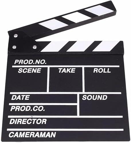 Happium Tablero de aplausos de película de película, tablero de madera de Hollywood, accesorio de tablilla de película con blanco y negro, 30 x 27 cm, accesorios para cabina de fotos