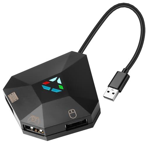 Behogan - Adaptador de Teclado y Ratón para N-Switch, PS4/PS3/XBOX ONE/360, 1 Tipo C y 3 Micro USB