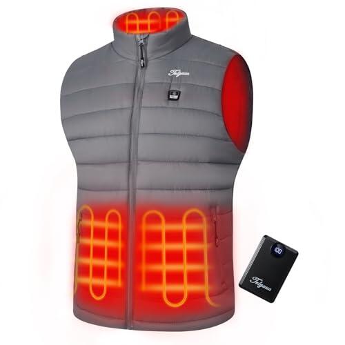 Telguua Chaleco Calefactable con Banco de Energía 12000mAh 5V, Chaleco Calefactor Hombre, Chalecos Térmico Recargable, Con 4 zonas de Calentamiento y 3 Configuraciones de Temperatura,Esquí,ciclismo