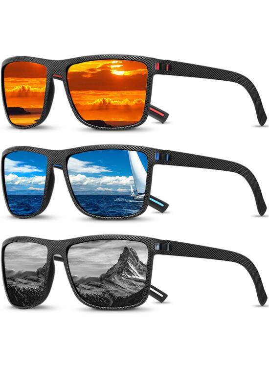 3 Pares Gafas de Sol Polarizadas Hombre Mujer, Gafas de Sol Hombre Polarizadas, Protecci贸n UV Lentes de sol para hombre Conducir Running Pesca Viajes