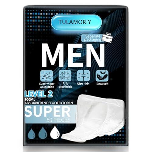 50 PCS Compresa Protectora y Absorbente para Hombre, LEVEL 2, Compresas y Absorbentes para Incontinencia, Para Incontinencia y Goteo Ocasional