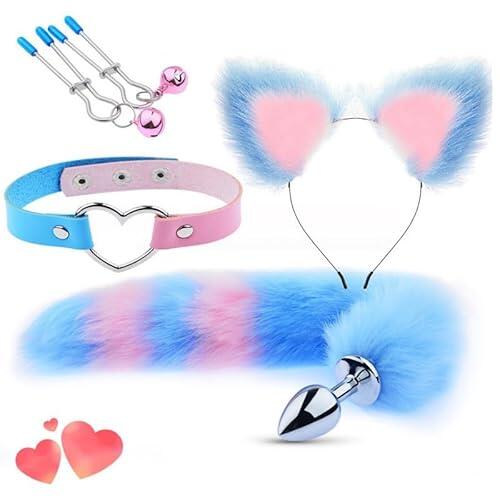 4 Kits De Fitness Interiores Elegantes Azules Fox con Collar De Cuero - D17-es
