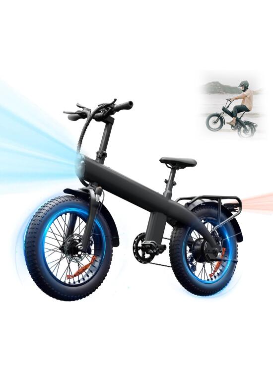 HX Q3 Bicicleta Electrica, Batería Desmontable de 48V 20Ah, 20''x4.0 Fat Tyre, Moto Electrica Adulto, Velocidad 25KM/H, Alcance 40-60KM, Sistema de 7 Velocidades, Bici Electrica Frenos de Doble Disco