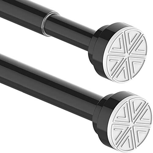 Barra cortina 3 metros barra ducha extensible palo cortina para salón dormitorio baño Negro 190-360CM Φ32mm