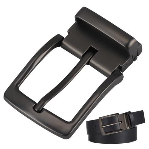 Hemlosk Hebillas Cinturon Hombre de Aleación para Hombre, Hebillas De Anillo Cuadradas De Aleación de Zinc, hasta 33mm-35mm de Ancho, Hebilla de Repuesto Cuadrada de Una Sola Punta - Gris Mate