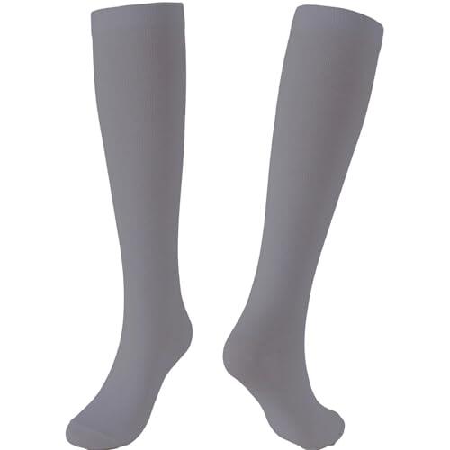 Calcetines de compresión 1 par de medias de compresión de color liso, calcetines tobilleros, calcetines de tubo blancos y negros, estilo académico Lolita JK, calcetines cálidos hasta la rodilla for ni