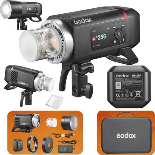 Godox AD400 Pro II Flash 400Ws TTL, AD400Pro II 2.4G HSS 1/8000s Flash con Luz de LED Bi-Color 30W, Montura Bowens/Godox,460 Disparos a Potencia Completa,Compatible con Canon Nikon Sony Fujifilm y más