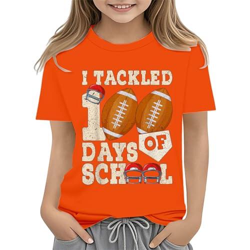 Camiseta de manga corta con cuello redondo para niñas, diseño de personalidad, camiseta de algodón para verano, camiseta deportiva de polietileno, informal, moderna, ligera, suave, deportiva, naranja