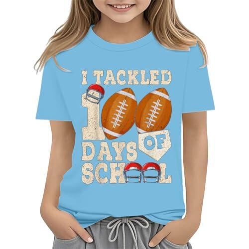 Camiseta de manga corta con cuello redondo para niñas, diseño de personalidad, camiseta de algodón para verano, camiseta deportiva de polietileno, informal, moderna, ligera, suave, deportiva, azul
