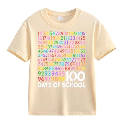 Camiseta de manga corta para niñas, cuello redondo, camiseta de verano, de algodón, con personalidad, informal, ligera, a la moda, suave, para niños, beige, 10-11 años