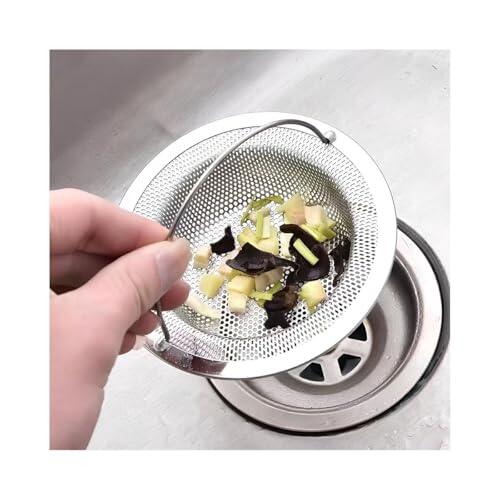 1 Pcs Filtro de fregadero de cocina, Colador de fregadero de acero inoxidable, Fregadero antiobstrucción, Diámetro exterior 11 cm, Diámetro interior 8 cm, Altura 2 cm