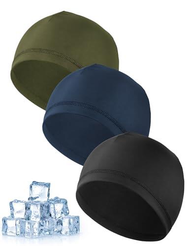 MELLIEX 3 Piezas Gorro para Hombre Mujer, Transpirable Seda Helada Running Skull Cap Multifuncional Gorro Bajo Casco para Ciclismo Moto