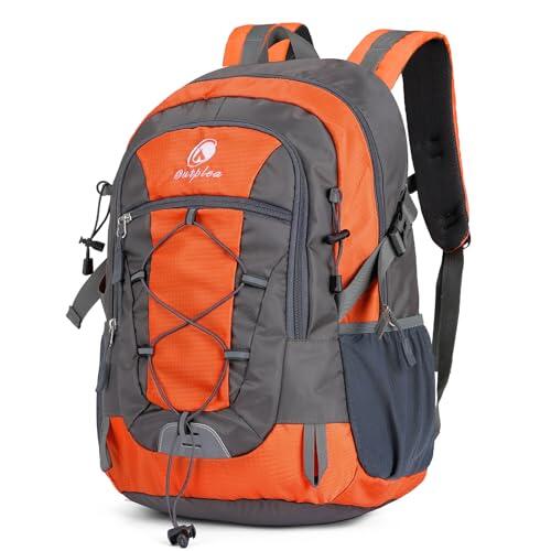 Outplea 25L Mochila Senderismo, Mochila Trekking para Hombres Mujeres con cubierta de lluvia, Mochilas de Marcha Ultraligera para Montaña Acampada Camping Actividad al Aire Libre, Naranja