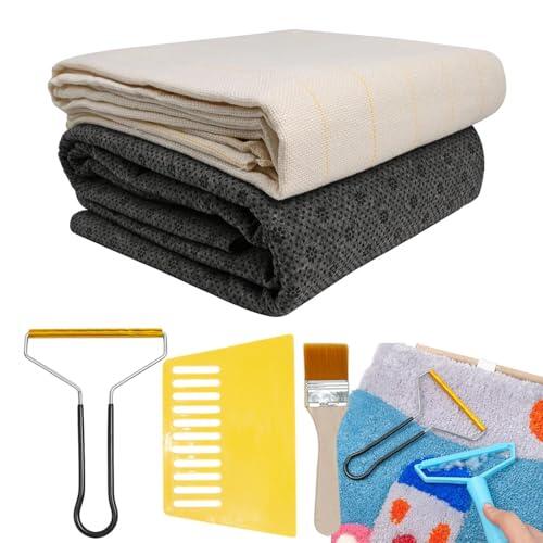 Paño y correas de tufting - Alfombra con líneas marcadas, tufting, soporte antideslizante, juego de paños de monje grande, accesorios para la fabricación de alfombras para principiantes, entusiastas y