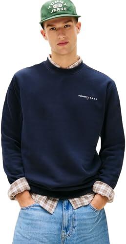 Tommy Jeans TJM Reg Linear Crew Ext Dm0dm20249 - Sudadera para Hombre, Azul (Dark Night Navy/Sweet Blue), M