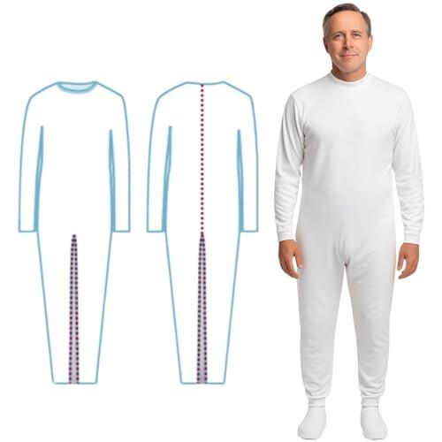OrtoPrime Pijamas Antipañal Doble Cremallera Trasera Unisex para Geriátrico Manga Larga Cuerpo Entero Hombre Mujer Pijamas Enteros Adultos Pijama Sanitario Marca ESPAÑOLA (M)
