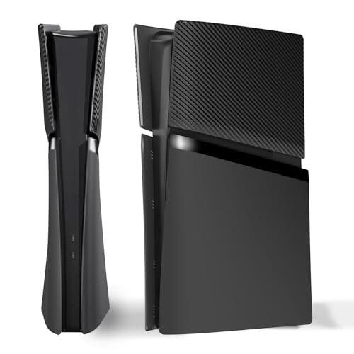 eXtremeRate eXcover Carcasa Superior e Inferior de Repuesto Compatible con ps5 Slim Edición Digital, Paneles Laterales y Tapa Trasera con Ventilación Placa para ps5 Slim Digital Consola - Negro