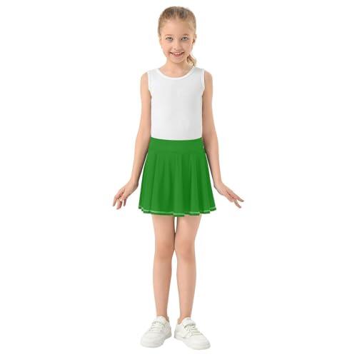 Yuiboo Falda deportiva verde con pantalones cortos, faldas de golf para niñas, falda plisada, Verde, 9-10 años