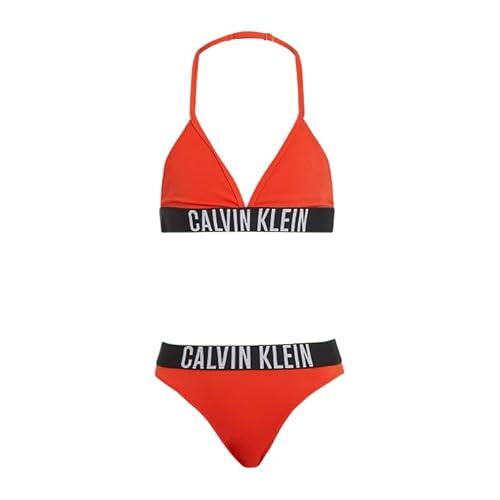 Calvin Klein Ky0Ky00090 - Conjunto de Bikini Triangular para niñas, Color Rojo (Orange Com), 10-12 años