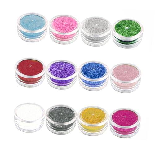 SHERCHPRY 12piezas Pintura Corporal Brillantina De Polvo Brillante Corporal Temporal Resistente Al Agua Purpurina De Diamante Para Herramientas De Pintura Artística Para Fiestas y Eventos Es