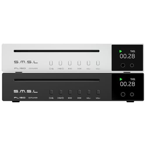SMSL PL150 Reproductor de CD,Compatible con CD estándar y Mini,CD MP3.Soporta RCA,Auriculares de 3,5 mm y 4,4 mm,Fibra óptica, Interfaz de Salida coaxial,Chip de CS43198
