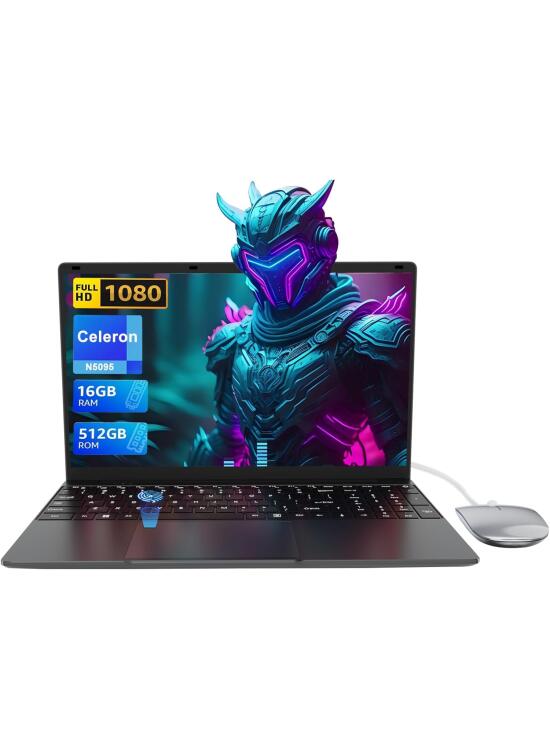 PINSTONE Ordenador Portátil 15,6" 16 GB RAM LPDDR4 512 GB SSD PC Portátil Celeron N5095 Procesador Laptop Touch ID WiFi5 Bluetooth 4.0 USB 3.0 para Estudiantes Negocios Entretenimiento.