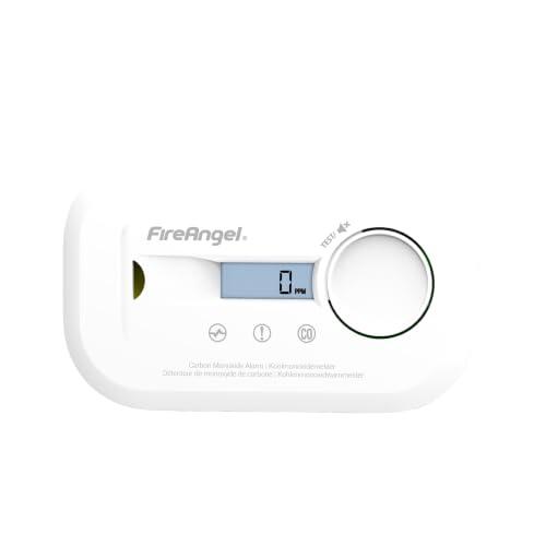 Fire Angel Detector de Monóxido de Carbono Digital con Pantalla LCD y Sensor de CO de 10 Años - Alarma de CO Portátil para Hogar, Vacaciones y Caravanas – FA6812