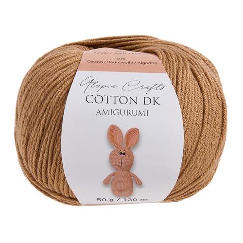 Utopia Crafts Amigurumi Cotton DK Yarn for Crochet and Knitting 50% Cotton, 50% Acrylic Blended, 50g (1, Strong Beige)