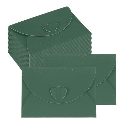 PATIKIL Paquete De 50 Sobres Mini Para Tarjetas 103x72mm Verde Oscuro