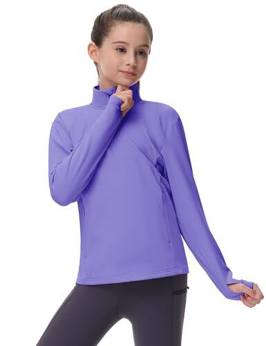 MoFiz Chaqueta Deportiva Niña Cremallera Sudadera Forro Polar para Deportes Morado 158-164