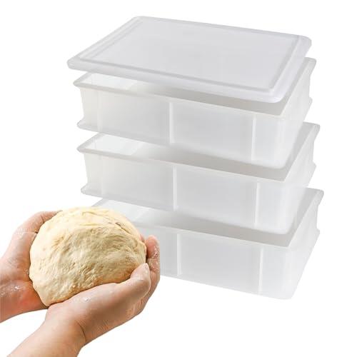 CookandSupply Contenedor para Fermentación de Pizza y Pan BPA-free - Cajas para Masa Certificadas de Grado Alimenticio - Made in Italy - 3 Cajas Apilables 40x30x10 + 1 Tapa