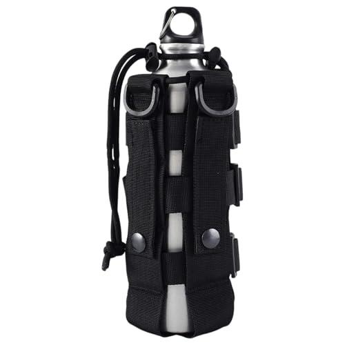 Colexy Bolsa táctica para Botellas de Agua, Ajustable Mochila Jaula para Botella de Agua, Material de Nylon con cordón, Adecuado para Correr, Senderismo,Ciclismo,Camping (Negro)