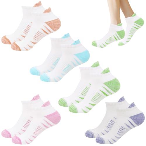 Enreluya Calcetines deportivos para mujer (35-38), 20 * 8 * 6cm 5 Pares Calcetines Tobilleros Deporte Mujer, invisibles para entrenamiento, Para mujeres y niñas, Blanco