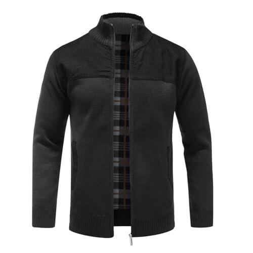 Allthemen Cárdigan de Punto Hombre con Cremallera Casual Suéter Cálido Cuello Alzado Sweaters Clásico Otoño Invierno Verde XL