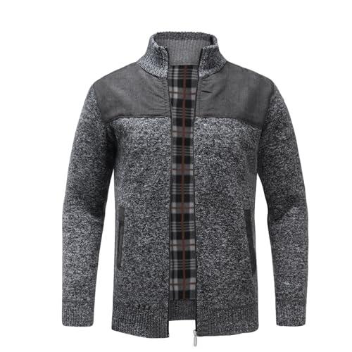 Allthemen Cárdigan de Punto Hombre con Cremallera Casual Suéter Cálido Cuello Alzado Sweaters Clásico Otoño Invierno Gris Oscuro M