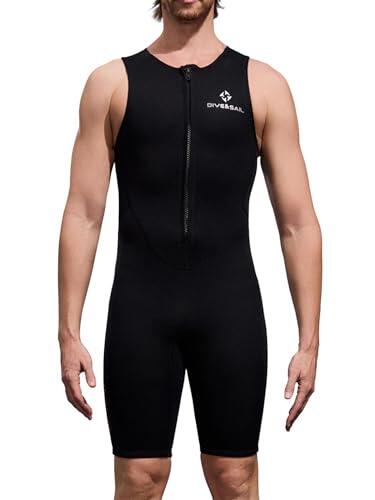 Kaerm Traje de neopreno de 2 mm de una pieza deportivo sin mangas traje de buceo corto para deportes acuáticos Snorkel Surf, Negro , L