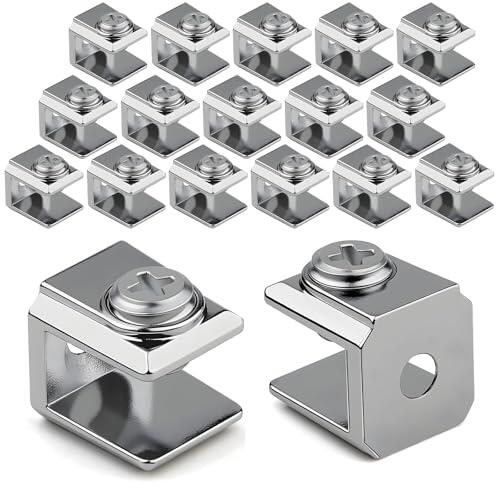 TXXATX 18 Piezas Soporte Estante Cristal Ajustable Soporte Balda Cristal Aleación de Zinc Abrazadera de Vidrio Sólido Soportes de Clip de Vidrio para Espejos de 3-8 mm Armarios Baños Espejos Muebles