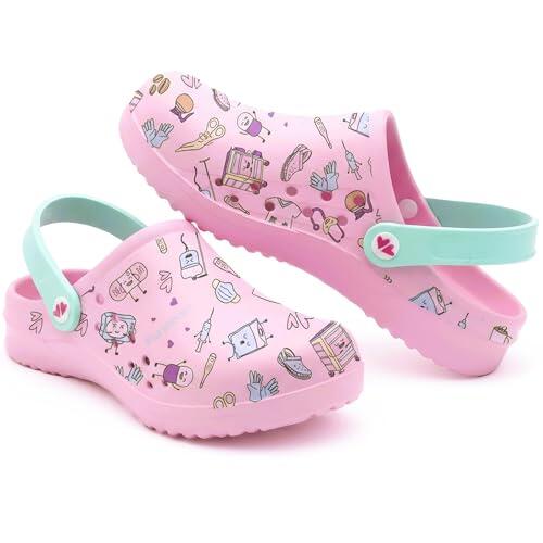 Nurse is Love Zuecos Enfermera - Zuecos Sanitarios Mujer, Zapatos de Trabajo de Mujer| Regalos Enfermera | Enfermera Accesorios & Vet - Coffee 38