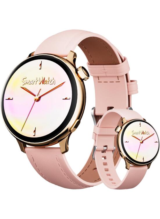 OKYUK Reloj Inteligente Mujer con Llamadas,1.27" HD Smartwatch Mujer con frecuencia cardíaca 24 h, monitorización de SpO2 y del sueño, 90+ Modos Deportivos, Compatible con Android e iOS (Dorado)