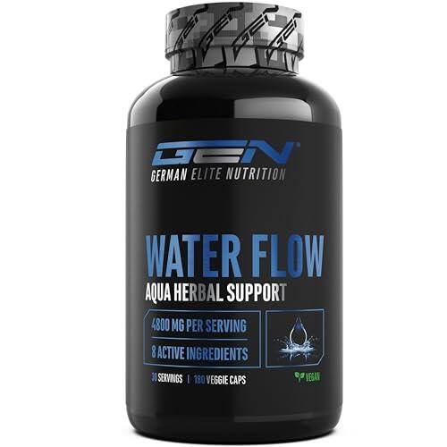 Water Flow Complejo - 180 cápsulas - Con ortiga, diente de león, té verde, alcachofa y arándano rojo - Fórmula vegetal sin pastillas diuréticas químicas - Vegano, de alta dosis