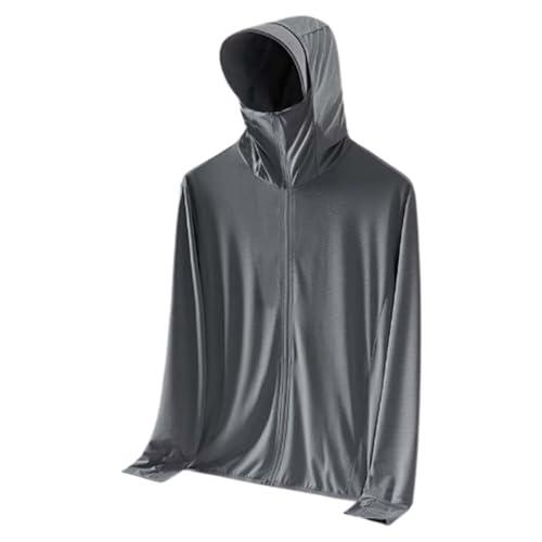 YOSUWOAI Sun - Sudadera con capucha para hombre UPF 50+ UV, protección solar, chaqueta de manga larga para exteriores, senderismo, deportiva, camiseta de manga larga con capucha, para verano, fina